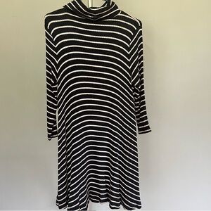 Black and Tan Turtleneck Sweater Dress